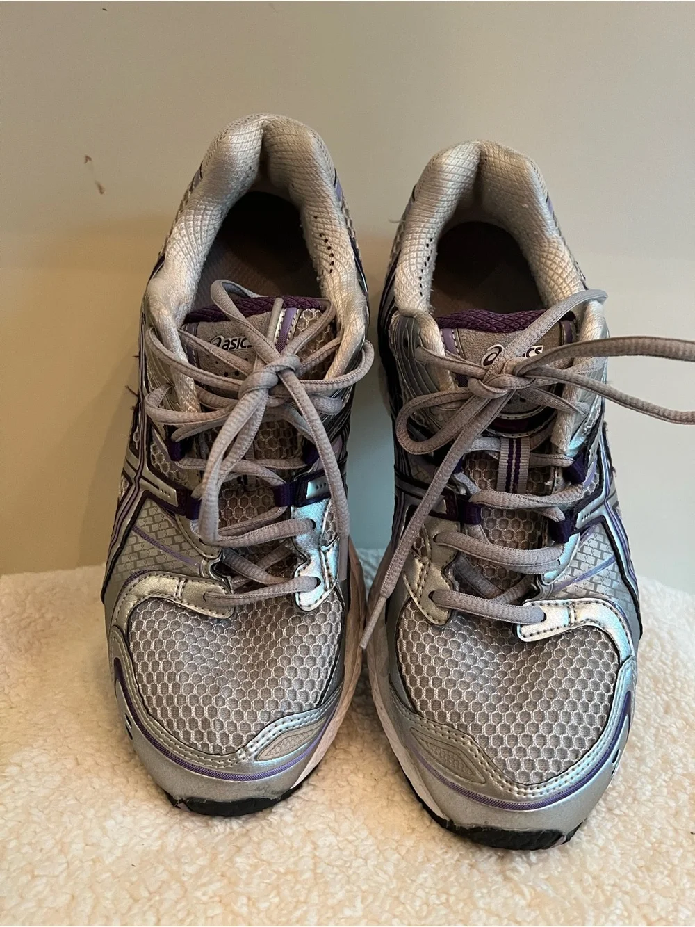 Asics Gray and Purple Women's Running Sneakers